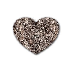 Earth Tones Fall Abstract Textured Print Rubber Coaster (heart) by dflcprintsclothing