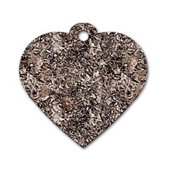 Earth Tones Fall Abstract Textured Print Dog Tag Heart (one Side)