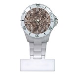 Earth Tones Fall Abstract Textured Print Plastic Nurses Watch Front