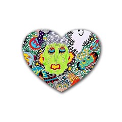 Supersonic Monster Mash Rubber Coaster (heart) by chellerayartisans