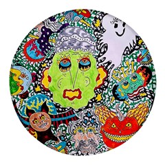 Supersonic Monster Mash Round Glass Fridge Magnet (4 Pack) by chellerayartisans