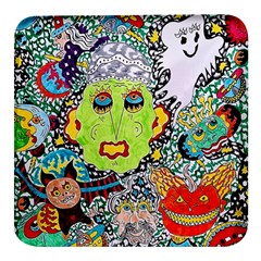 Supersonic Monster Mash Square Glass Fridge Magnet (4 Pack) by chellerayartisans