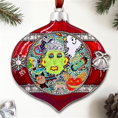 Supersonic Monster Mash Metal Snowflake And Bell Red Ornament