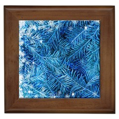 Blue Christmas Tree Branch Texture, Winter Texture, Tree Texture, Tree Branches Framed Tile by kyorashop23