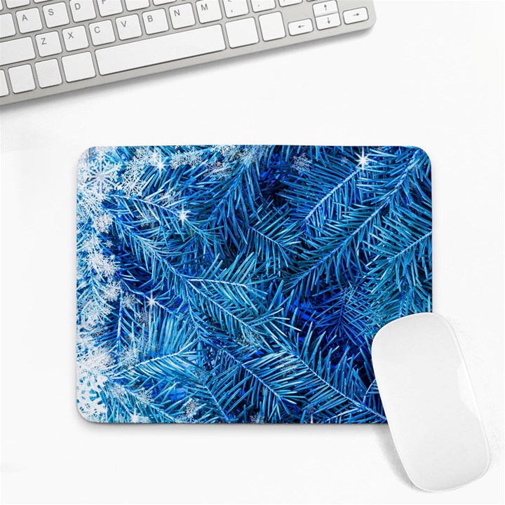 Blue Christmas Tree Branch Texture, Winter Texture, Tree Texture, Tree Branches Small Mousepad