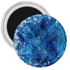 Blue Christmas Tree Branch Texture, Winter Texture, Tree Texture, Tree Branches 3  Magnets by kyorashop23