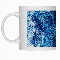 Blue Christmas Tree Branch Texture, Winter Texture, Tree Texture, Tree Branches White Mug by kyorashop23