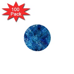 Blue Christmas Tree Branch Texture, Winter Texture, Tree Texture, Tree Branches 1  Mini Buttons (100 Pack)  by kyorashop23