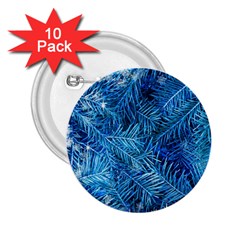 Blue Christmas Tree Branch Texture, Winter Texture, Tree Texture, Tree Branches 2 25  Buttons (10 Pack)  by kyorashop23