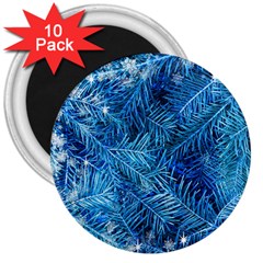 Blue Christmas Tree Branch Texture, Winter Texture, Tree Texture, Tree Branches 3  Magnets (10 Pack)  by kyorashop23