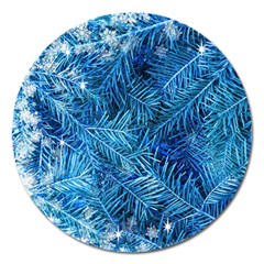 Blue Christmas Tree Branch Texture, Winter Texture, Tree Texture, Tree Branches Magnet 5  (round) by kyorashop23