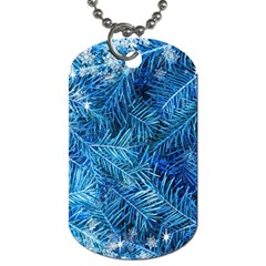 Blue Christmas Tree Branch Texture, Winter Texture, Tree Texture, Tree Branches Dog Tag (one Side) by kyorashop23