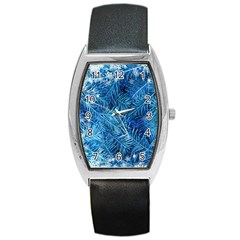 Blue Christmas Tree Branch Texture, Winter Texture, Tree Texture, Tree Branches Barrel Style Metal Watch by kyorashop23