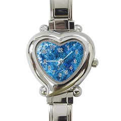 Blue Christmas Tree Branch Texture, Winter Texture, Tree Texture, Tree Branches Heart Italian Charm Watch by kyorashop23