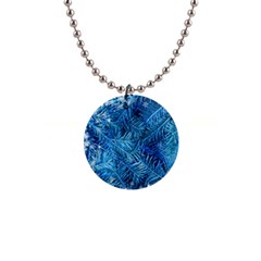 Blue Christmas Tree Branch Texture, Winter Texture, Tree Texture, Tree Branches 1  Button Necklace by kyorashop23