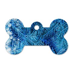 Blue Christmas Tree Branch Texture, Winter Texture, Tree Texture, Tree Branches Dog Tag Bone (one Side) by kyorashop23