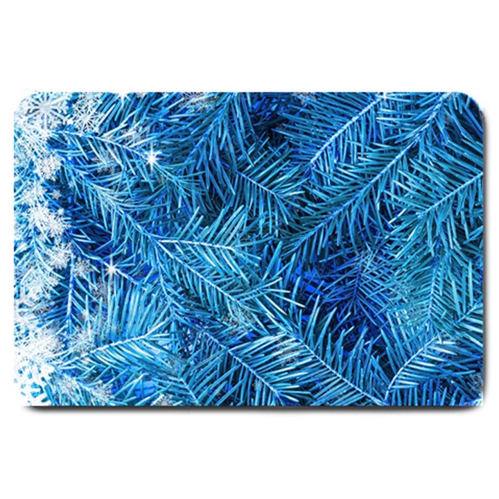 Blue Christmas Tree Branch Texture, Winter Texture, Tree Texture, Tree Branches Large Doormat