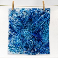 Blue Christmas Tree Branch Texture, Winter Texture, Tree Texture, Tree Branches Face Towel by kyorashop23