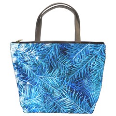 Blue Christmas Tree Branch Texture, Winter Texture, Tree Texture, Tree Branches Bucket Bag by kyorashop23