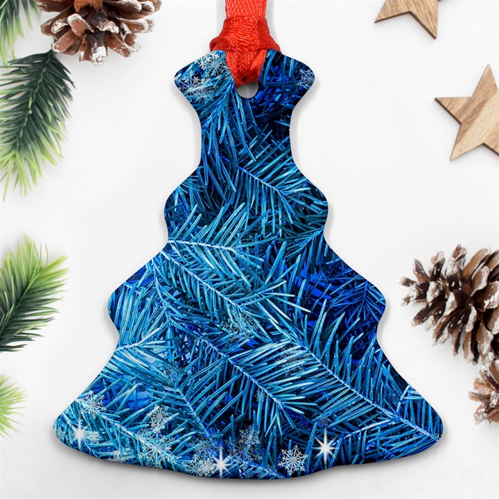 Blue Christmas Tree Branch Texture, Winter Texture, Tree Texture, Tree Branches Ornament (Christmas Tree) 