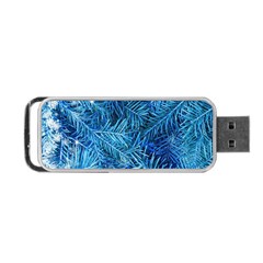 Blue Christmas Tree Branch Texture, Winter Texture, Tree Texture, Tree Branches Portable Usb Flash (one Side) by kyorashop23