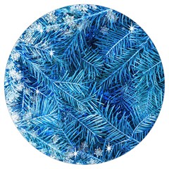 Blue Christmas Tree Branch Texture, Winter Texture, Tree Texture, Tree Branches Round Trivet by kyorashop23