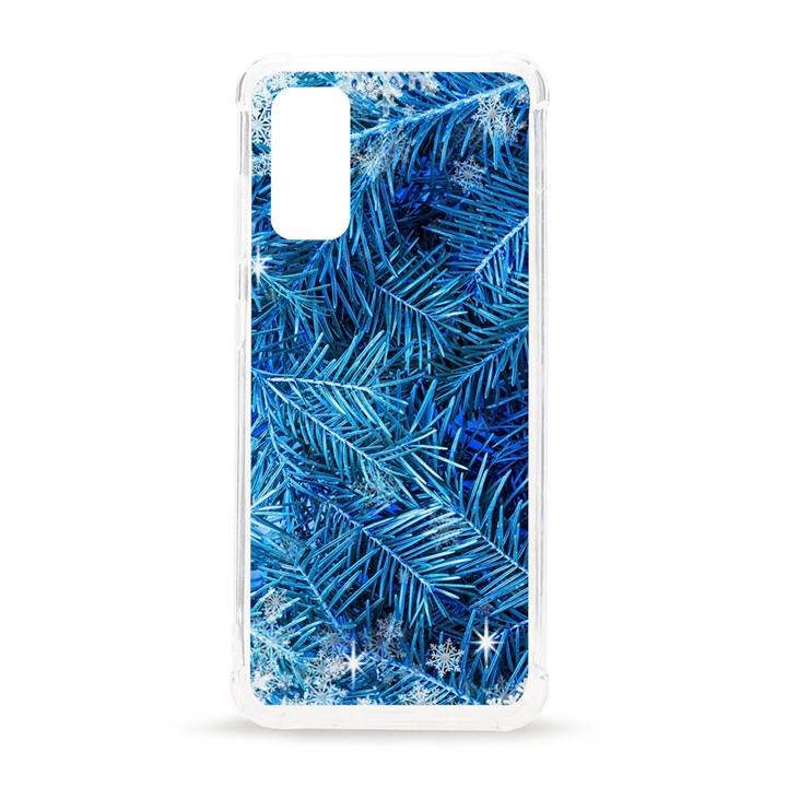 Blue Christmas Tree Branch Texture, Winter Texture, Tree Texture, Tree Branches Samsung Galaxy S20 6.2 Inch TPU UV Case