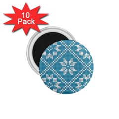 Blue Winter Knitted Texture, Blue Winter Background, Knitted Texture 1 75  Magnets (10 Pack)  by kyorashop23