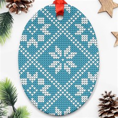 Blue Winter Knitted Texture, Blue Winter Background, Knitted Texture Ornament (oval)