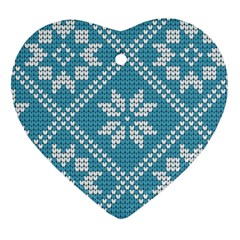 Blue Winter Knitted Texture, Blue Winter Background, Knitted Texture Ornament (heart) by kyorashop23