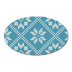 Blue Winter Knitted Texture, Blue Winter Background, Knitted Texture Oval Magnet by kyorashop23