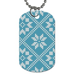 Blue Winter Knitted Texture, Blue Winter Background, Knitted Texture Dog Tag (one Side) by kyorashop23