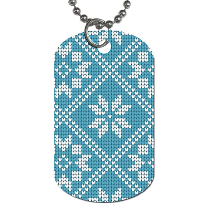 Blue Winter Knitted Texture, Blue Winter Background, Knitted Texture Dog Tag (One Side)