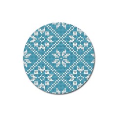 Blue Winter Knitted Texture, Blue Winter Background, Knitted Texture Magnet 3  (round) by kyorashop23