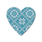 Blue Winter Knitted Texture, Blue Winter Background, Knitted Texture Heart Magnet Front