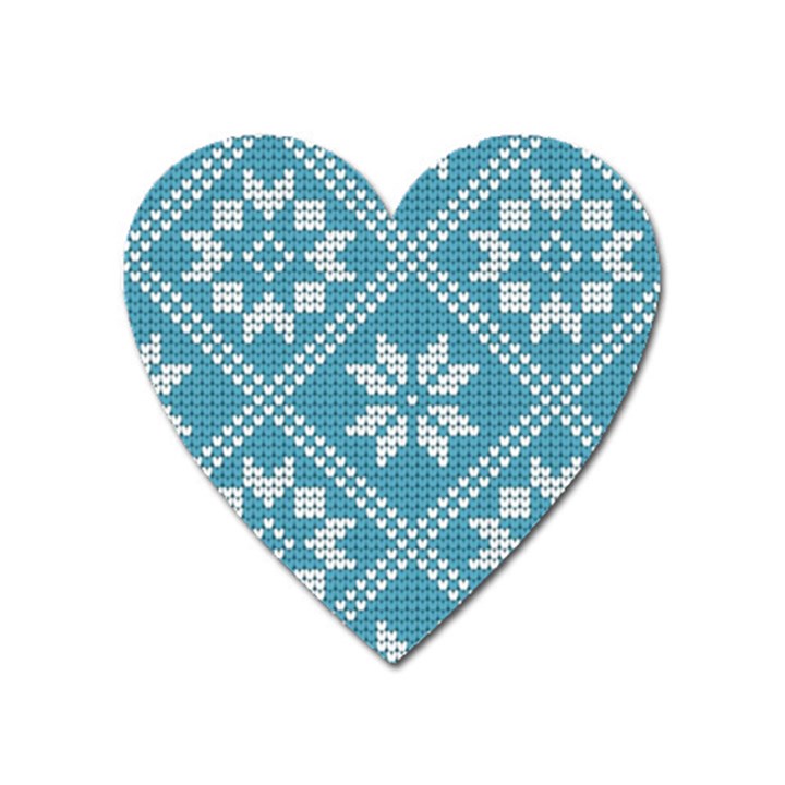 Blue Winter Knitted Texture, Blue Winter Background, Knitted Texture Heart Magnet