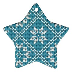 Blue Winter Knitted Texture, Blue Winter Background, Knitted Texture Star Ornament (two Sides)