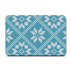 Blue Winter Knitted Texture, Blue Winter Background, Knitted Texture Small Doormat by kyorashop23