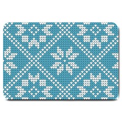 Blue Winter Knitted Texture, Blue Winter Background, Knitted Texture Large Doormat by kyorashop23