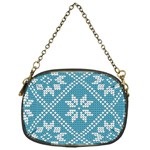 Blue Winter Knitted Texture, Blue Winter Background, Knitted Texture Chain Purse (One Side) Front