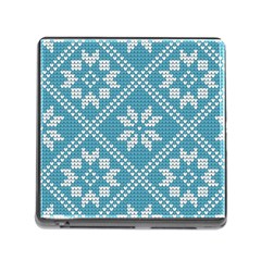 Blue Winter Knitted Texture, Blue Winter Background, Knitted Texture Memory Card Reader (square 5 Slot) by kyorashop23