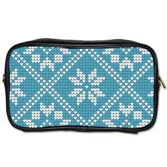 Blue Winter Knitted Texture, Blue Winter Background, Knitted Texture Toiletries Bag (two Sides) by kyorashop23