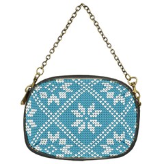 Blue Winter Knitted Texture, Blue Winter Background, Knitted Texture Chain Purse (one Side) by kyorashop23