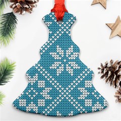 Blue Winter Knitted Texture, Blue Winter Background, Knitted Texture Ornament (christmas Tree) 