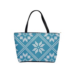 Blue Winter Knitted Texture, Blue Winter Background, Knitted Texture Classic Shoulder Handbag