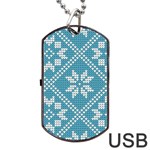 Blue Winter Knitted Texture, Blue Winter Background, Knitted Texture Dog Tag USB Flash (One Side) Front