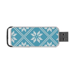 Blue Winter Knitted Texture, Blue Winter Background, Knitted Texture Portable Usb Flash (one Side) by kyorashop23