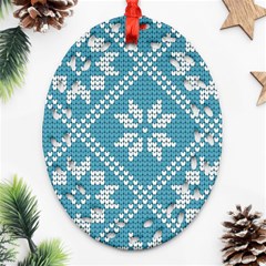 Blue Winter Knitted Texture, Blue Winter Background, Knitted Texture Ornament (oval Filigree)