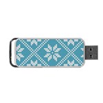 Blue Winter Knitted Texture, Blue Winter Background, Knitted Texture Portable USB Flash (Two Sides) Front