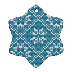 Blue Winter Knitted Texture, Blue Winter Background, Knitted Texture Snowflake Ornament (two Sides)